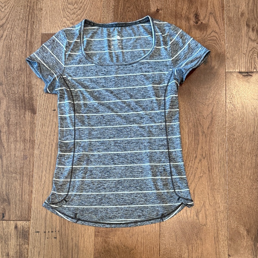 The North Face Blue and Gray Striped Women's Tee